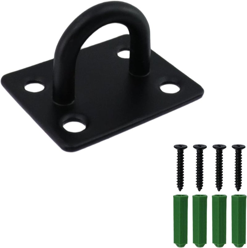 Dnyta 12Pcs Stainless Steel Ceiling Hook Pad Eye Plate Wall Mount Ring Hooks, Marine Hardware Hooks with Screws for Swing Hanging, Wall/Ceiling Mount, Outdoor or Indoor Activity (Medium, Black) - Image 3
